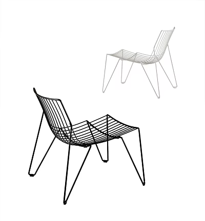 Modern Wire Frame Lounge Chair With Ergonomic Design In Black And White 3d model