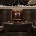 Modern Restaurant Interior Design With Dining Tables Chairs Ceiling Lights And Decorative Paintings