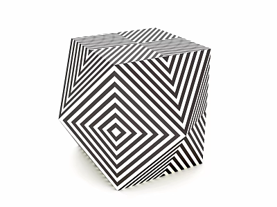 Modern Geometric Side Table With Black And White Striped Optical Illusion Design 3d model