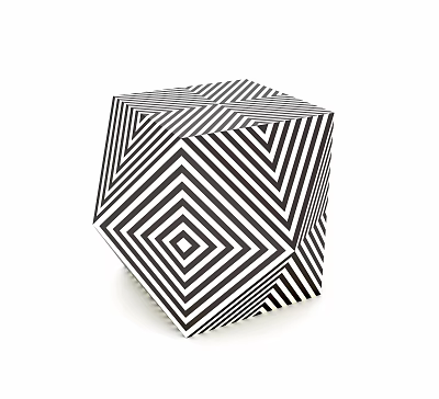 Modern Geometric Side Table With Black And White Striped Optical Illusion Design 3d model