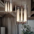 Modern industrial metal glass chandelier 3d model