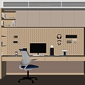 Modern Desk Study 3d model