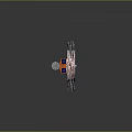 Unique Weapon Design Featuring Orange Blue Components Silver Long Rod Red Spokes And Serrated Wheel