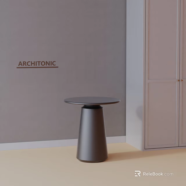 Modern Black Side Table with Round Top Cone Base in Grey Interior Design 3d model 