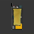 Practical Mobile Cleaning Cart With Yellow Cloth Caution Sign Brush And Bowl