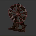 Vintage Wooden Wheel Decorative Piece With Spokes And Stand Base