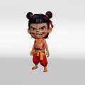 Game and Movie Character With Double Bun Hairstyle Red Hair Accessories And Grinning Expression