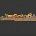 Commercial 3D Modeling Equipment For Low Poly Village Scene Design And