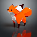 Low Poly Fox Design With Orange White Geometric Body And Digital Art Style