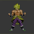 Game And Movie Character With Green Spiky Hair Muscular Shirtless Body Purple Pants Green Shoes