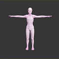 Game and Movie Silver Robot Character in Standing Pose with Arms Outstretched on Reflective Floor