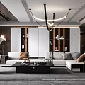 Modern Living Room Interior Design With White Sofa Black Coffee Table And Wooden Bookshelves