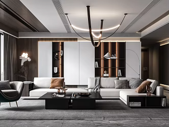 modern living room villa living room 3d model