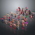 Group Of Game And Movie Characters In Colorful Assorted Outfits Standing Together