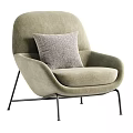 Modern Soft Upholstered Leisure Chair With Metal Legs Matching Pillow And Various Optional Neutral Colors