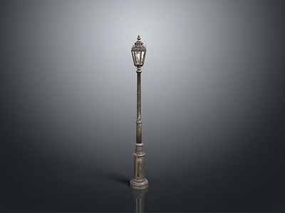 Classical Street Lamp Design With Ornate Pole And Vintage Light Shade 3d model