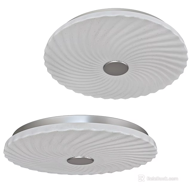 Modern White Round Ceiling Light With Textured Surface And Sleek Metal Frame Design 3d model