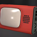 Retro Red Television with Silver Screen Black Control Panel and Knobs 3d model