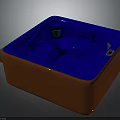 Square Orange And Blue Jacuzzi Bathtub With Massage Jets And Control Panel 3d model