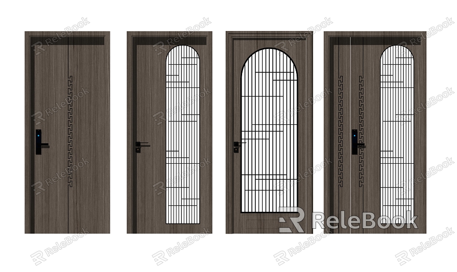 New Chinese style security door entrance door glass door combination model