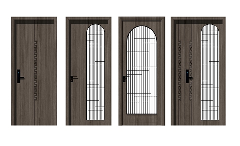 New Chinese style security door entrance door glass door combination 3d model