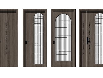 New Chinese style security door entrance door glass door combination 3d model