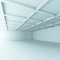 Bright White Empty Room Featuring Geometric Ceiling Structure Clean Lines and Minimalist Design 3d model