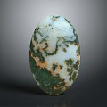 Natural Wood Stone Decorative Item Featuring Oval Form And Colorful Patterns In White Green Orange