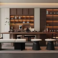 Elegant New Chinese Solid Wood Tea Table With Matching Seats For Cozy Home Tea Room
