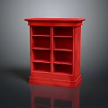 Red Modern Bookcase With Open Compartments Multiple Shelves And Sturdy Base Design