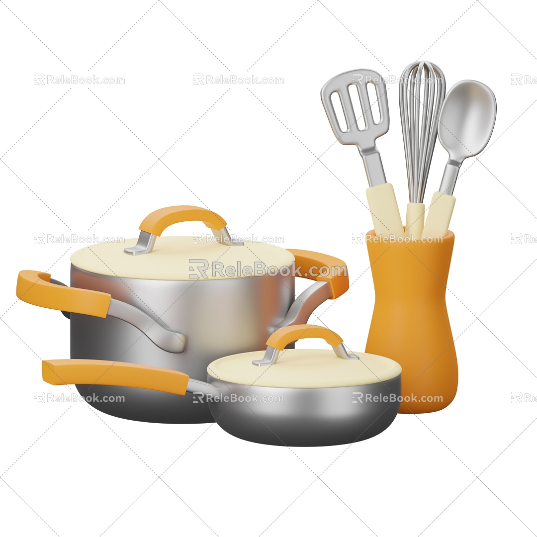 Modern Kitchenware Wok Cartoon Kitchenware Animation Kitchenware 3d model