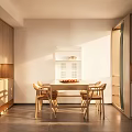 Modern Restaurant Interior With Wooden Dining Table Chairs And Natural Light