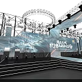 Modern Stage Design With Large Screen Geometric Elements And Lighting Effects 3d model