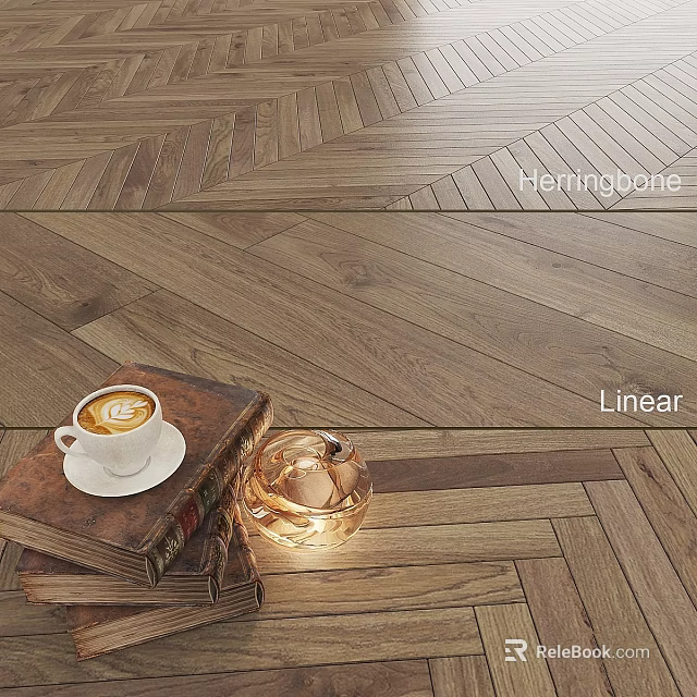Elegant Wooden Flooring With Herringbone And Linear Patterns In Modern Interior 3d model 