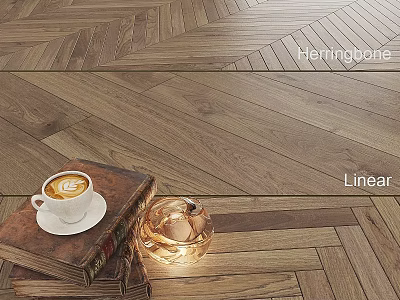 Elegant Wooden Flooring With Herringbone And Linear Patterns In Modern Interior 3d model