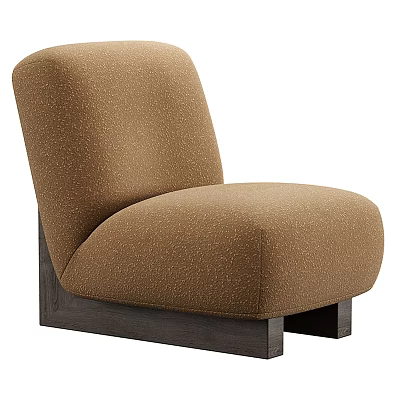 Brown Fabric Single Sofa With Modern Minimalist Design And Wooden Base 3d model