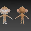 Cartoon Monkey 3D Models With Front And Back Views Big Ears Blue Eyes Open Arms