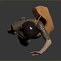 Woman Wearing Brown Shirt And Beige Pants With Brown Bag Waving Hand On Gray Background