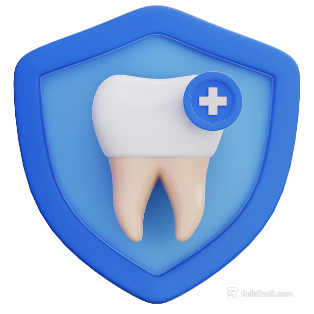 Essential Dental Care Products with Blue Shield and Tooth Cross Design 3d model 