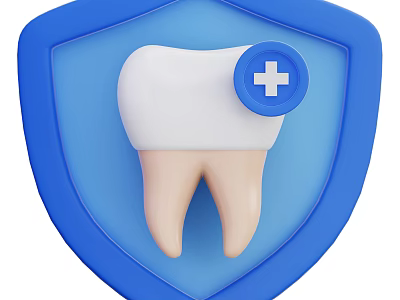 Essential Dental Care Products with Blue Shield and Tooth Cross Design 3d model