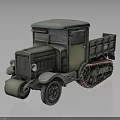 Vintage Green Tracked Truck Model Showcasing Classic Retro Military Body Design Details