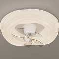 Modern White Ceiling Air Conditioner Fan with Circular Design and Built in Light Fixture