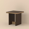 Modern Square Wooden Stool With Dark Brown Top And Light Edge Design