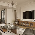 Vintage Solid Wood TV Cabinet With Arched Glass Doors For Elegant French Living Room