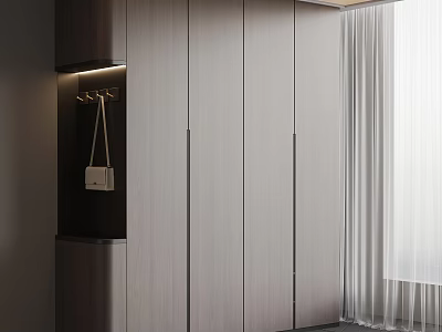 Modern Sleek Wardrobe With Smooth Panels And Integrated Lighting Storage Area 3d model