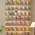 Decorative Figurine Collection Display On Transparent Shelf With Multiple Cute Styles 3d model