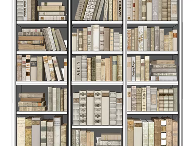 Neatly Organized Bookshelf With Multiple Shelves Showcasing Assorted Books Collection 3d model