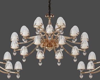 Modern Chandelier Rose Gold 3d model