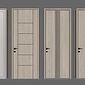 Modern Wooden Hinged Doors With Various Panel Designs For Interior Use 3d model