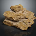 Natural Wooden Stone Material with Rough Yellowish Brown Texture in Stacked Form